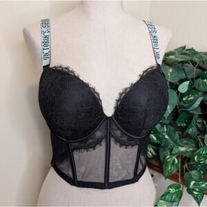Victoria’s Secret Very Sexy Push-Up Longline Bra – Black Lace 34DD